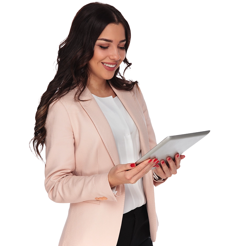 Female with tablet